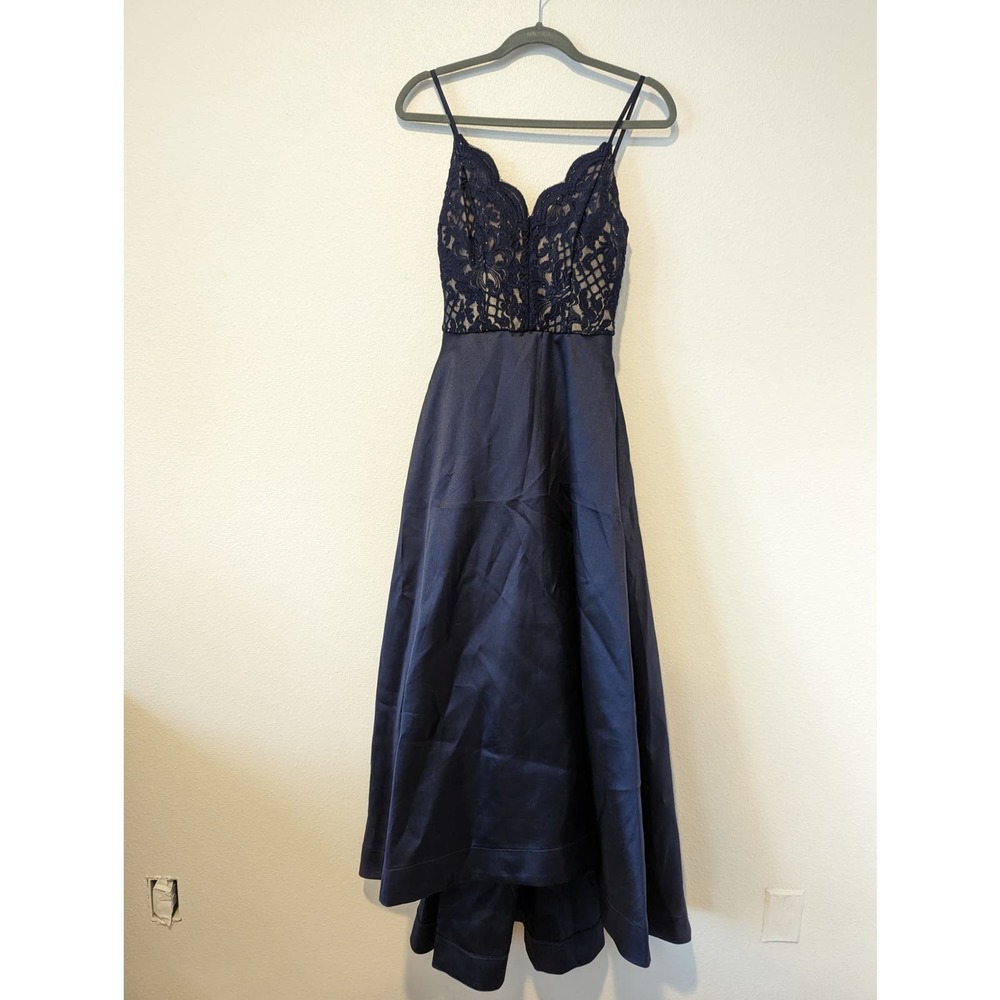 Speechless Glitter Lace and Mikado High-Low A-Line Dress - Picture 4 of 7